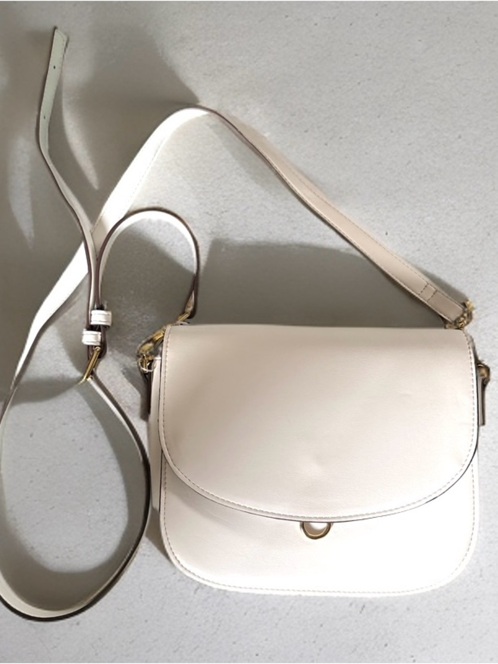 Minimalist Cream Crossbody Bag with Gold Accent